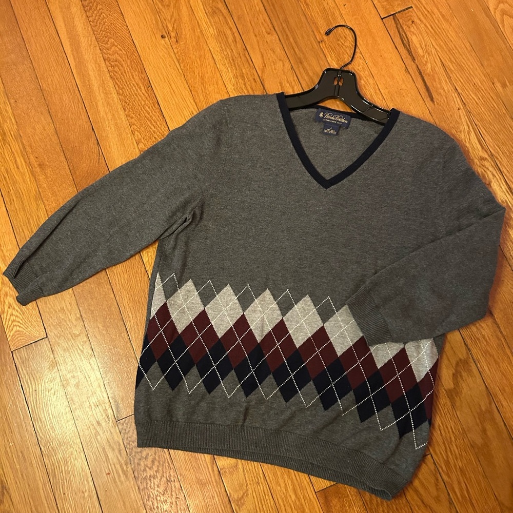 Brooks Brothers Cashmere Sweater with Argyle Design